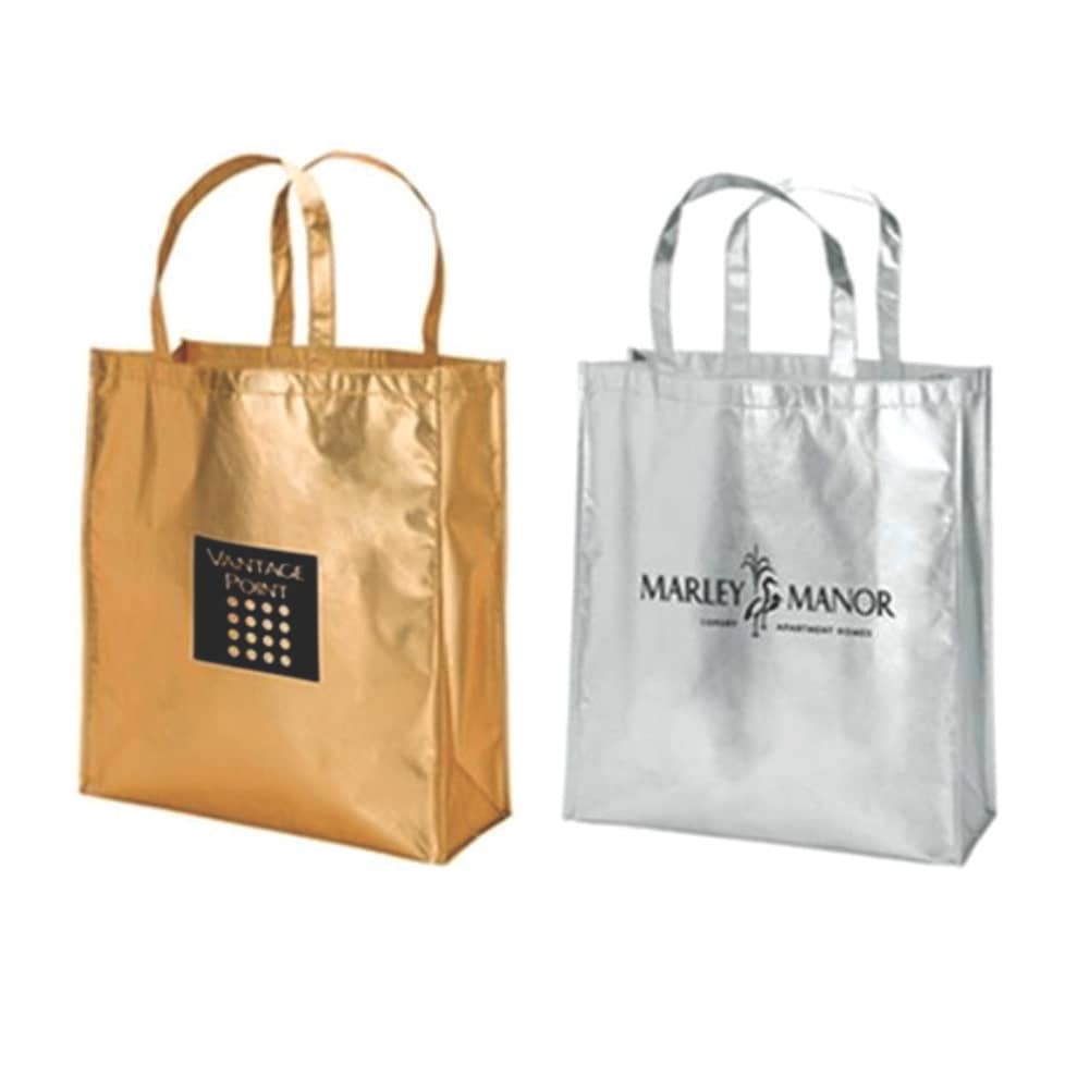 50 Sacola Tnt Metalizada Já Personalizado Prata