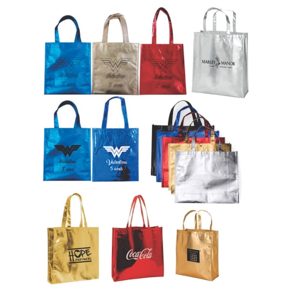 60 Sacolas Personalizadas em Tnt Dourado P Festa