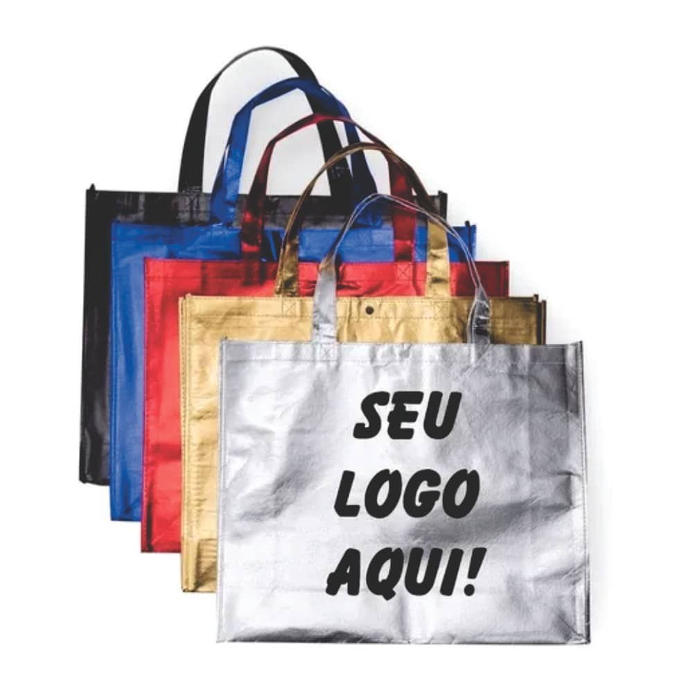 65 Sacola Tnt Metalizado Gravada Bolsa Metalica