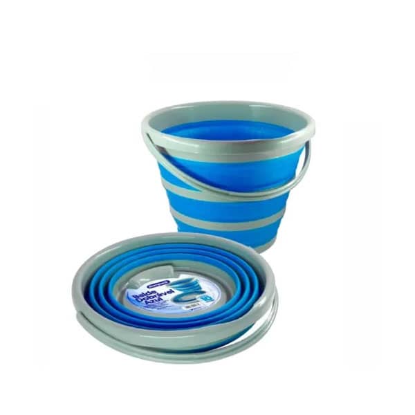Balde Silicone Dobrável Retrátil 10 Litros Azul
