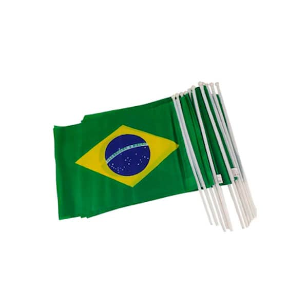 Bandeiras plásticas do Brasil com haste torcedor