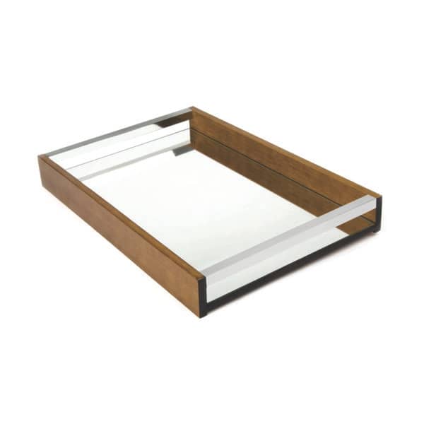 Bandeja Madeira Teca com Espelho