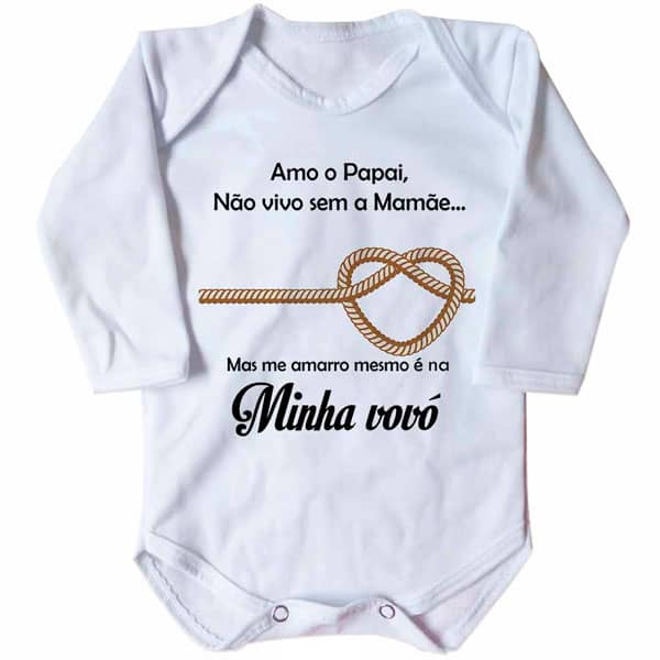 Body Bebê Personalizado Divertido Me Amarro na Vovó