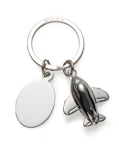 Chaveiro de metal avião com resina