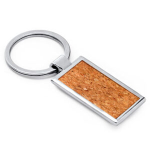 Chaveiro de metal e cortiça para brindes