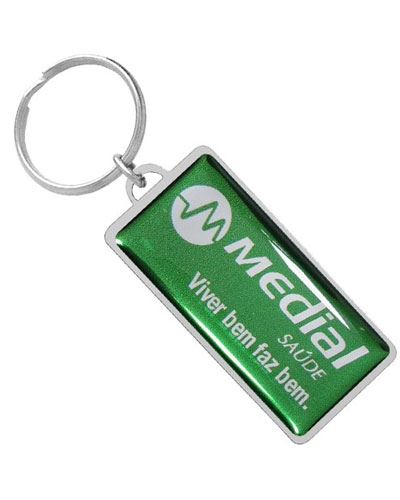 Chaveiro retangular de metal resinado personalizado