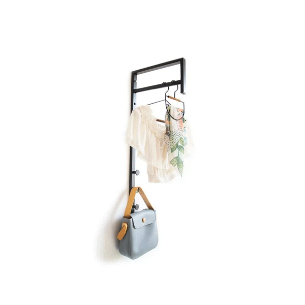 Cabideiro de Parede Suspenso Metal Preto Oikos Personalizado