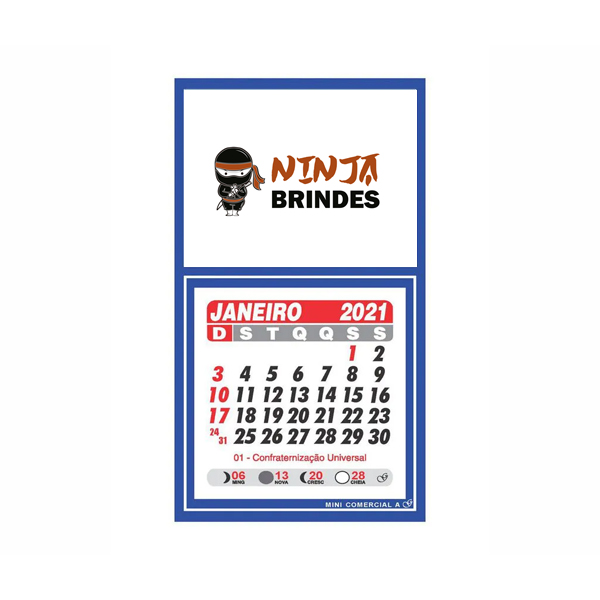 Calendário Imã de Geladeira Personalizado