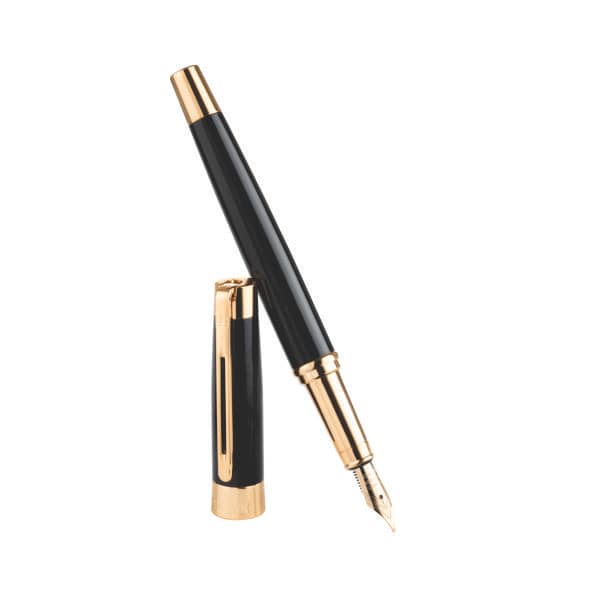 Caneta Drezden Silver Tinteiro Preta Personalizada