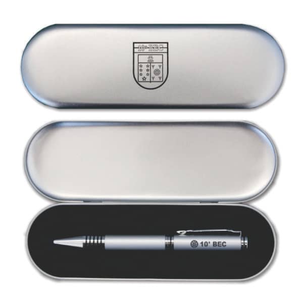 Caneta E Estojo Personalizados – Gravados Em Baixo Relevo