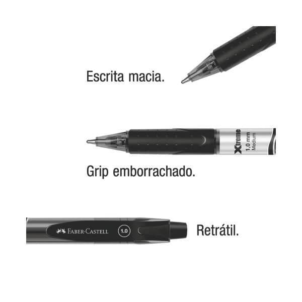 Caneta Esferográfica Xtreme Retrátil 1.0mm Preta