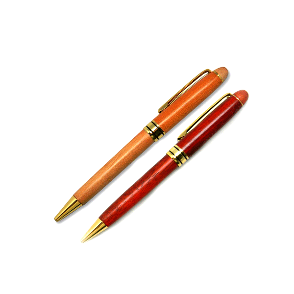 Caneta de Madeira com Detalhes Dourados Personalizada