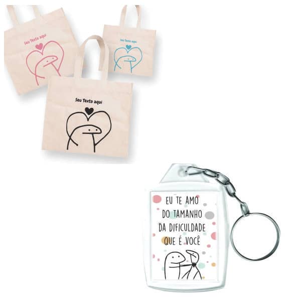 Chaveiro e Sacola Dia dos Namorados Personalizado