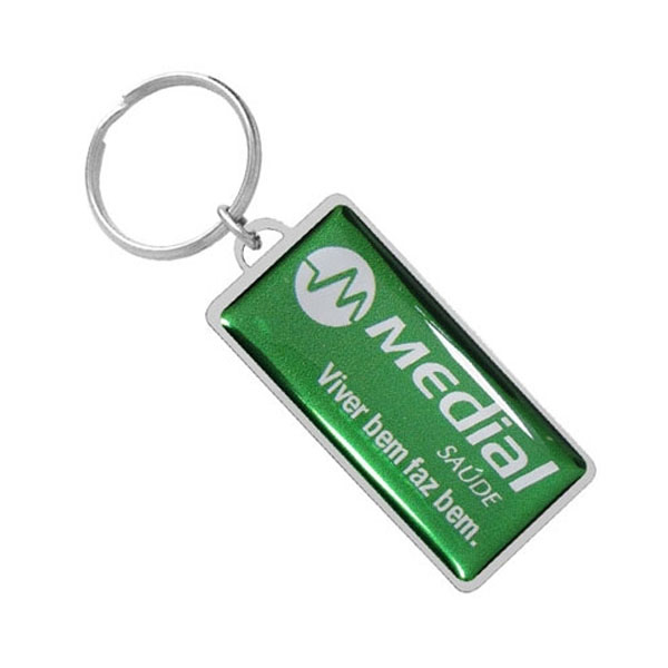 Chaveiro retangular de metal resinado personalizado