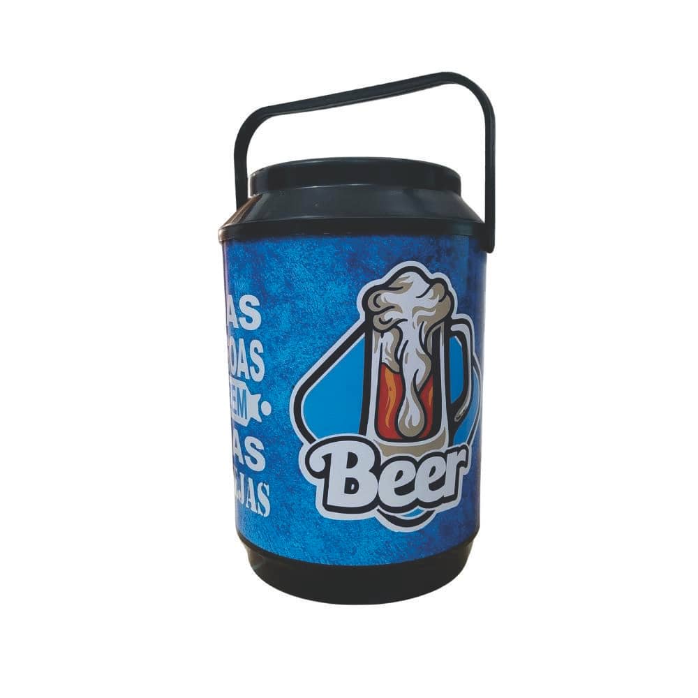 Cooler Térmico Redondo Estampa Azul Beer 30 Litros com Alça
