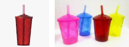 Copo com canudo de acrílico para festa