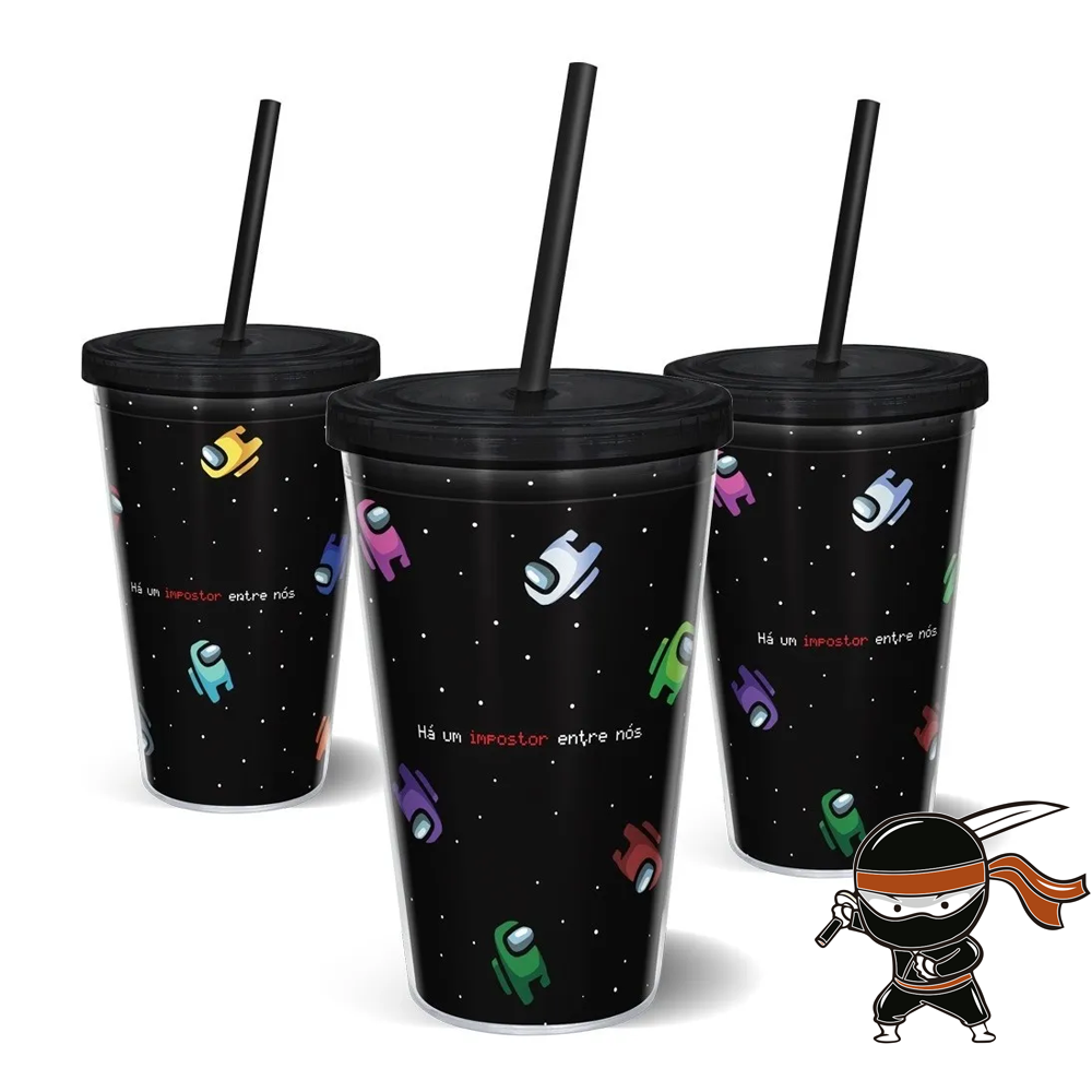 Copo com canudo infantil