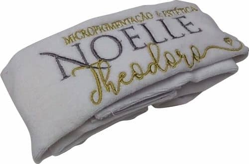 Faixa de Cabelo Aveludada Branca Personalizada com Logomarca