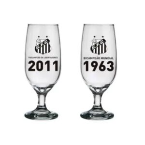 Jogo 4 Taças de Cerveja do Santos FC 300 ml com Caixa