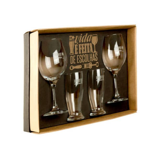 Jogo com Copos e Taças de Vidro para Vinho e Cerveja