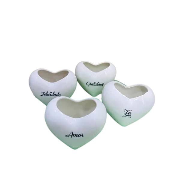 Kit 6 Mini Vaso Coração Personalizado De Cerâmica G