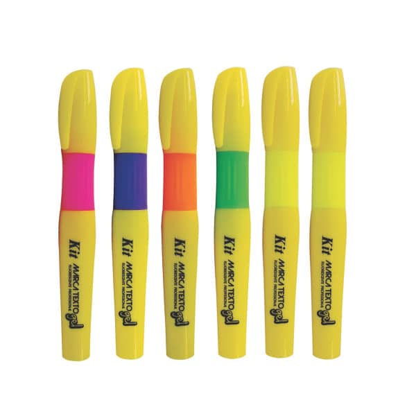 Kit Caneta Marca Texto 06  cores Fluorescente