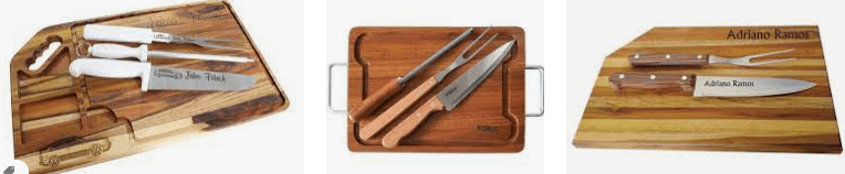 Kit Churrasco Tábua Faca e Garfo Personalizado