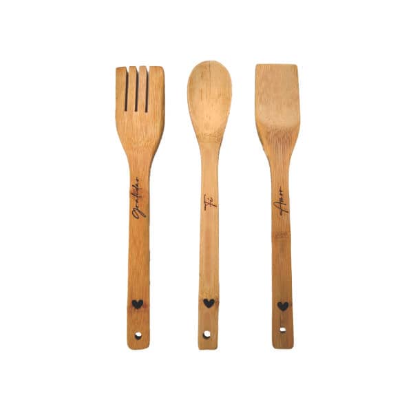 Kit Garfo e Faca de Pau Cozinha Personalizado
