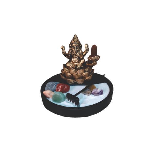 Kit Jardim Zen Ret Incensario Ganesha E Pedras 7 Chakras