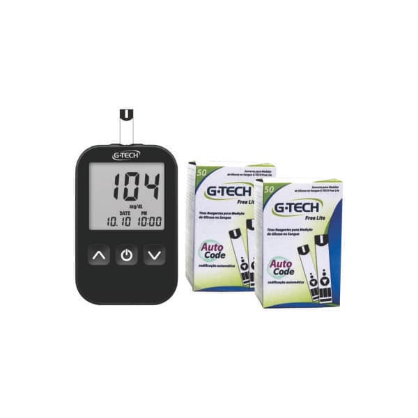 Kit Medidor De Glicose Com 100 Tiras Lancetas G-tech
