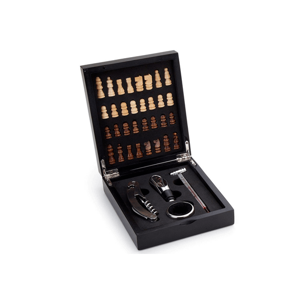Kit Para Vinho com Jogo de Xadrez Personalizado