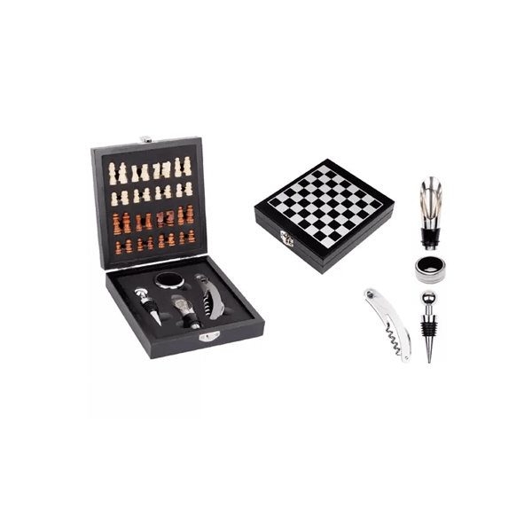 Kit Para Vinho com Jogo de Xadrez Personalizado