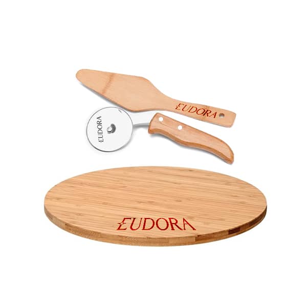 Kit Pizza Tábua Cortador e Espátula Personalizado