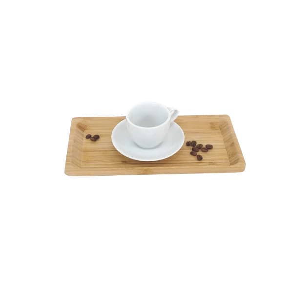 Kit Xícara de Café com Bandeja em Bambu