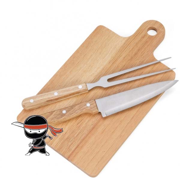 Kit churrasco Aço inox e madeira