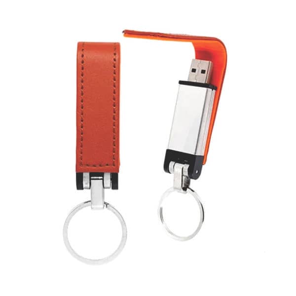 Pen Drive com Chaveiro para Brindes de Couro