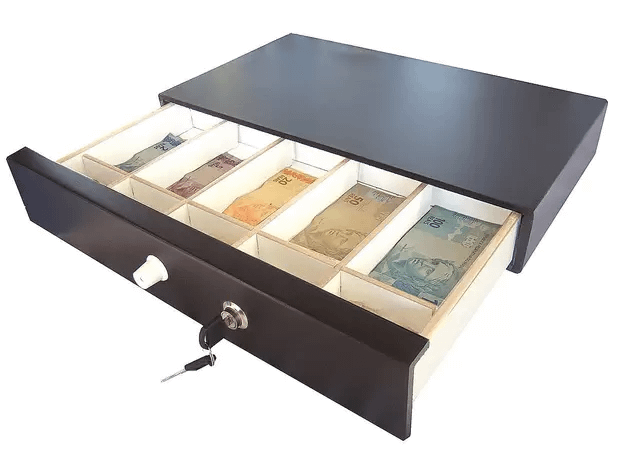 Porta dinheiro para gaveta