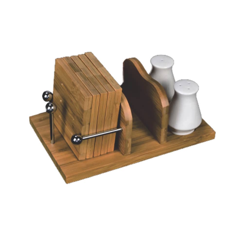 Porta guardanapos com saleiro e pimenta