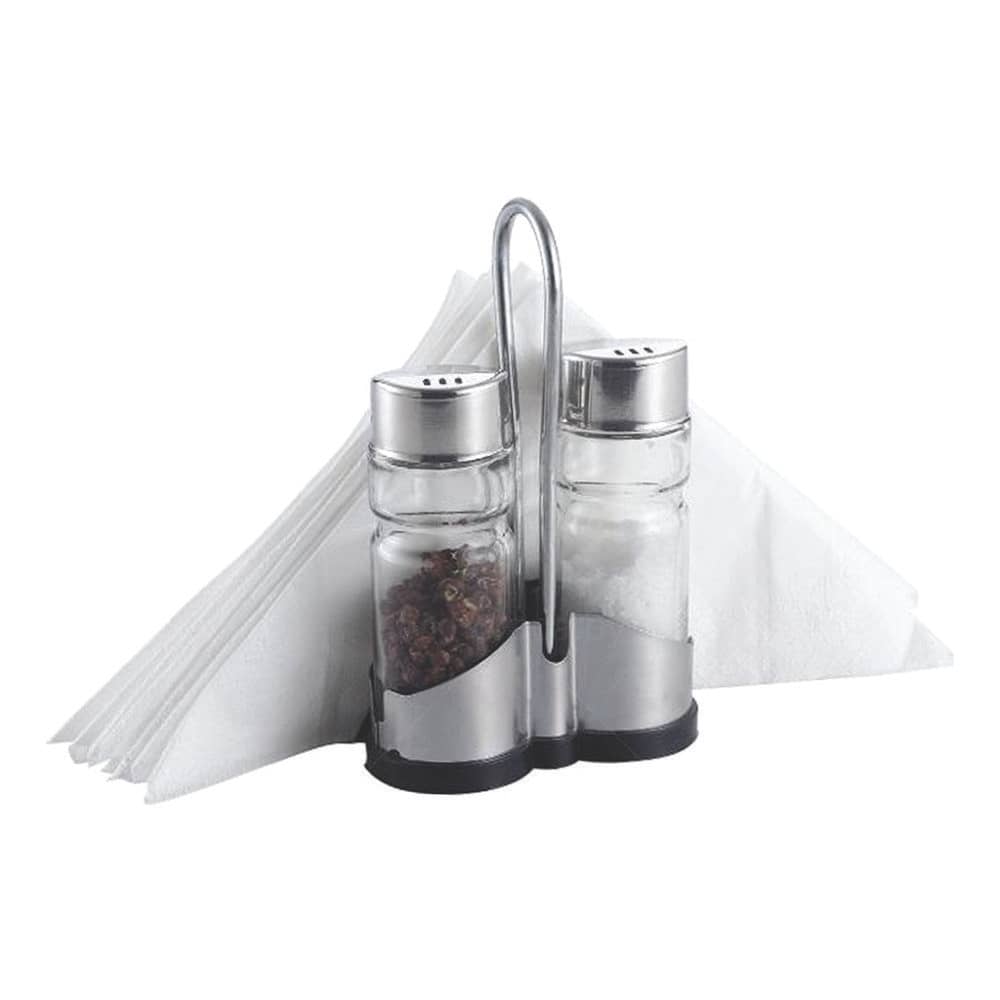 Porta guardanapos com saleiro e pimenta