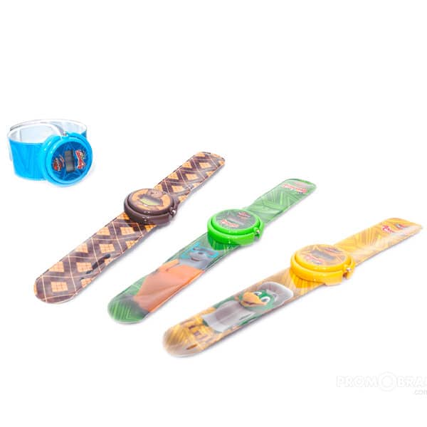 Pulseira bate-enrola em vinil com Relógio