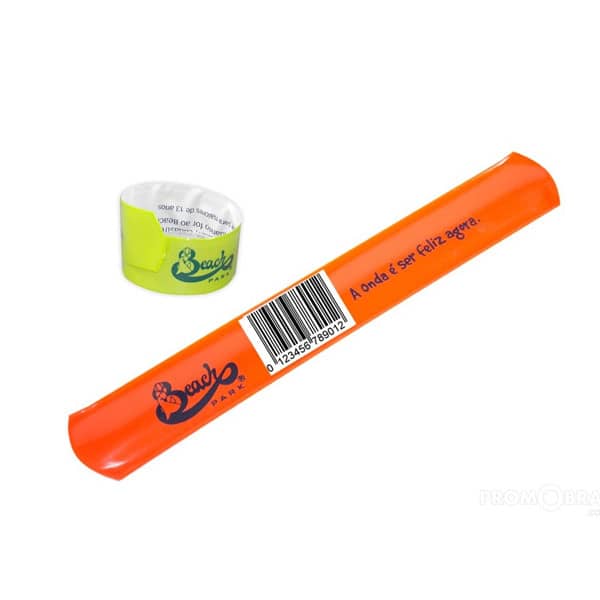 Pulseira bate-enrola em vinil com código de barras simples ou sequencial