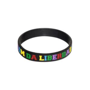 Pulseira de silicone com mensagem multicolorida