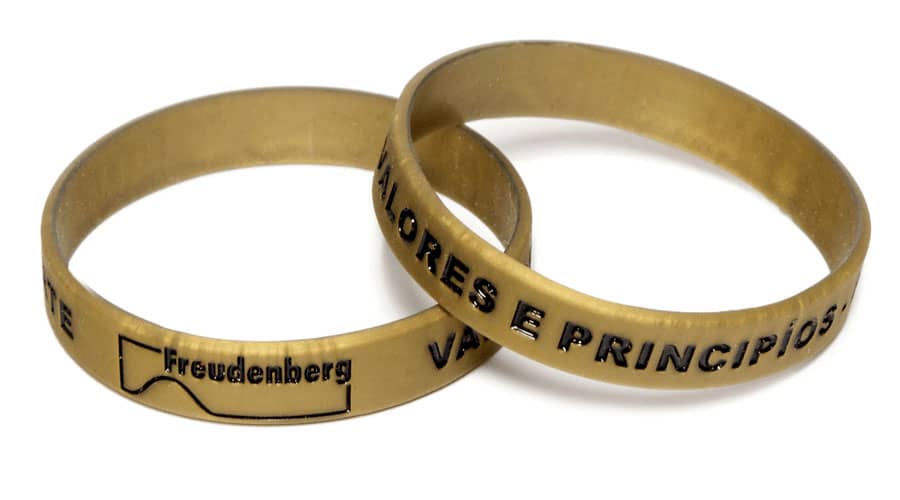 Pulseira de silicone dourada personalizada