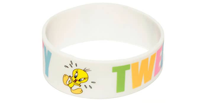 Pulseira de silicone larga com impressão em silkscreen