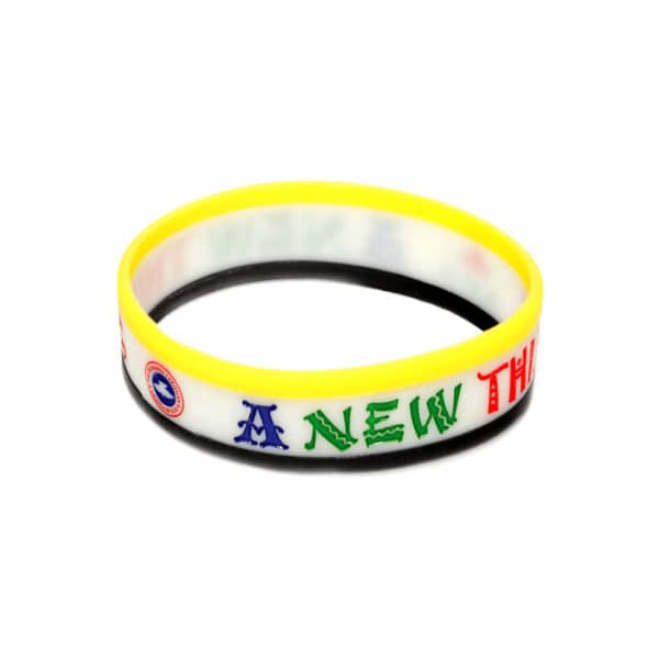 Pulseira de silicone larga com listras