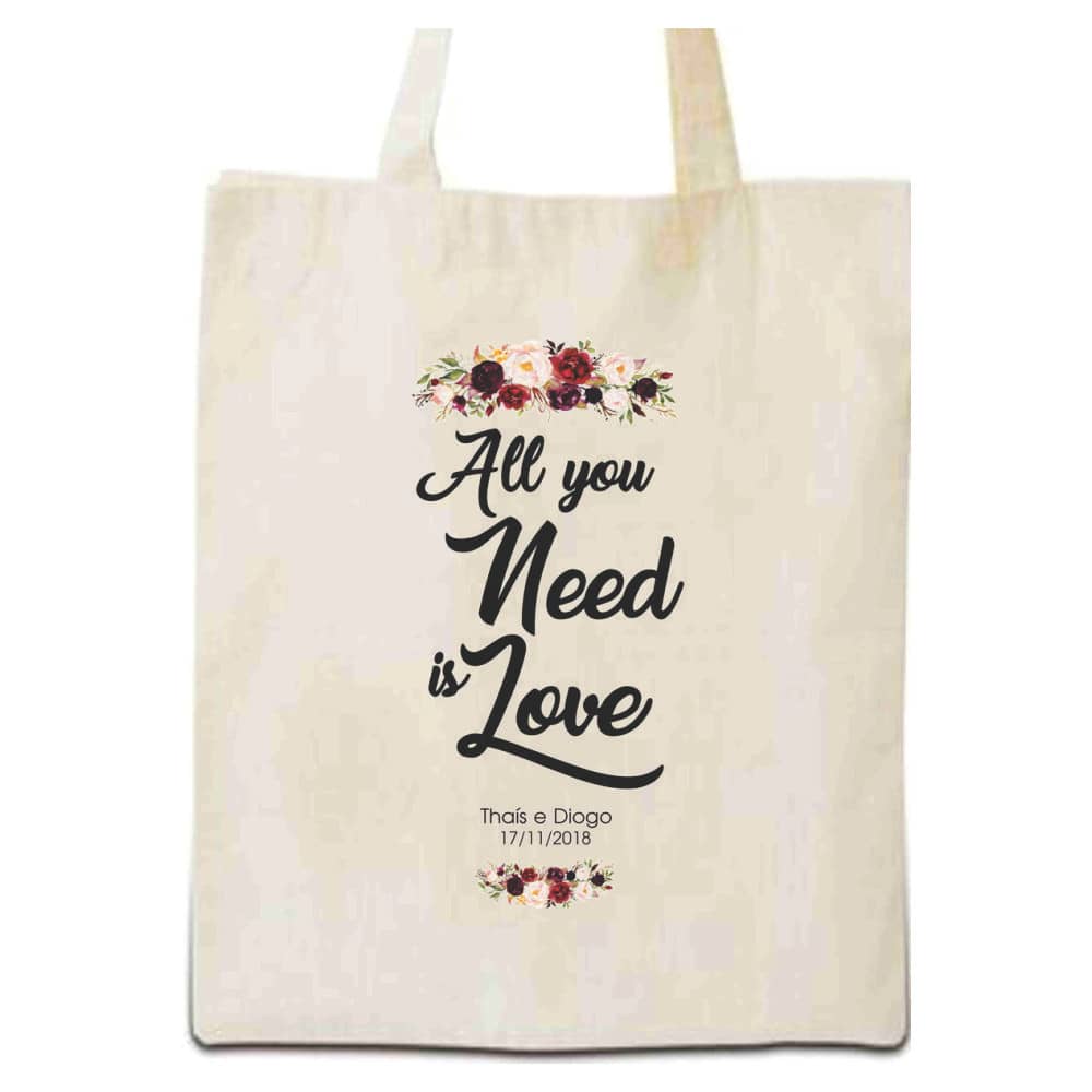 Sacola de Algodão de Casamento Personalizada