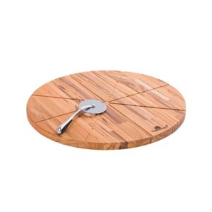 Tábua para Pizza em Bambu + Cortador de Pizza