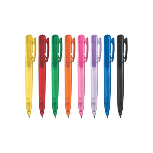 Caneta plástica translúcida