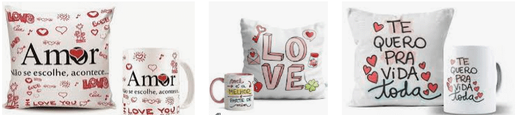 kit almofada e caneca dia dos namorados