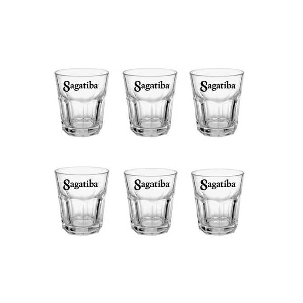 Kit Cachaça Sagatiba com 6 Copos Personalizado